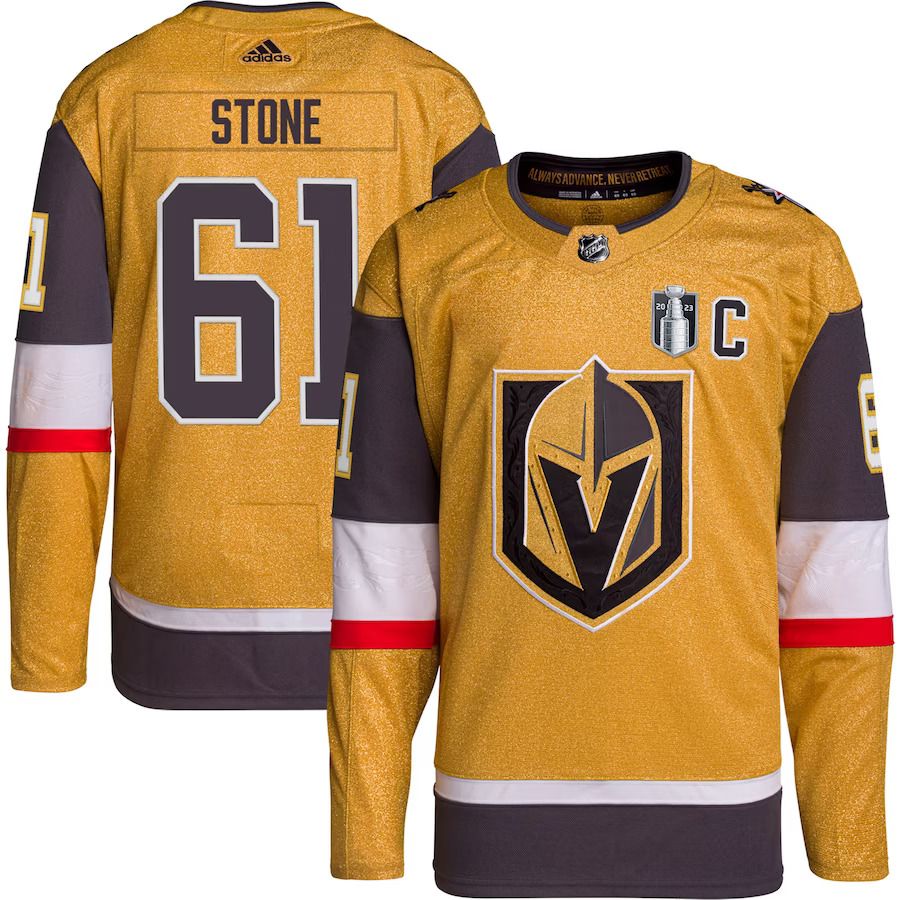 Men Vegas Golden Knights 61 Mark Stone adidas Gold 2023 Stanley Cup Final Home Player NHL Jersey